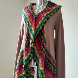 SOLD Rainbow Multicolored Waterfall Knit Cardigan